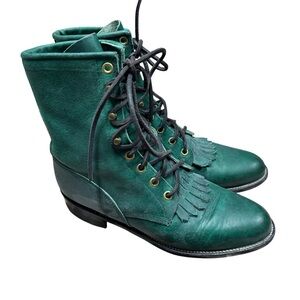 Vintage Justin Lace-Up Ankle Boots